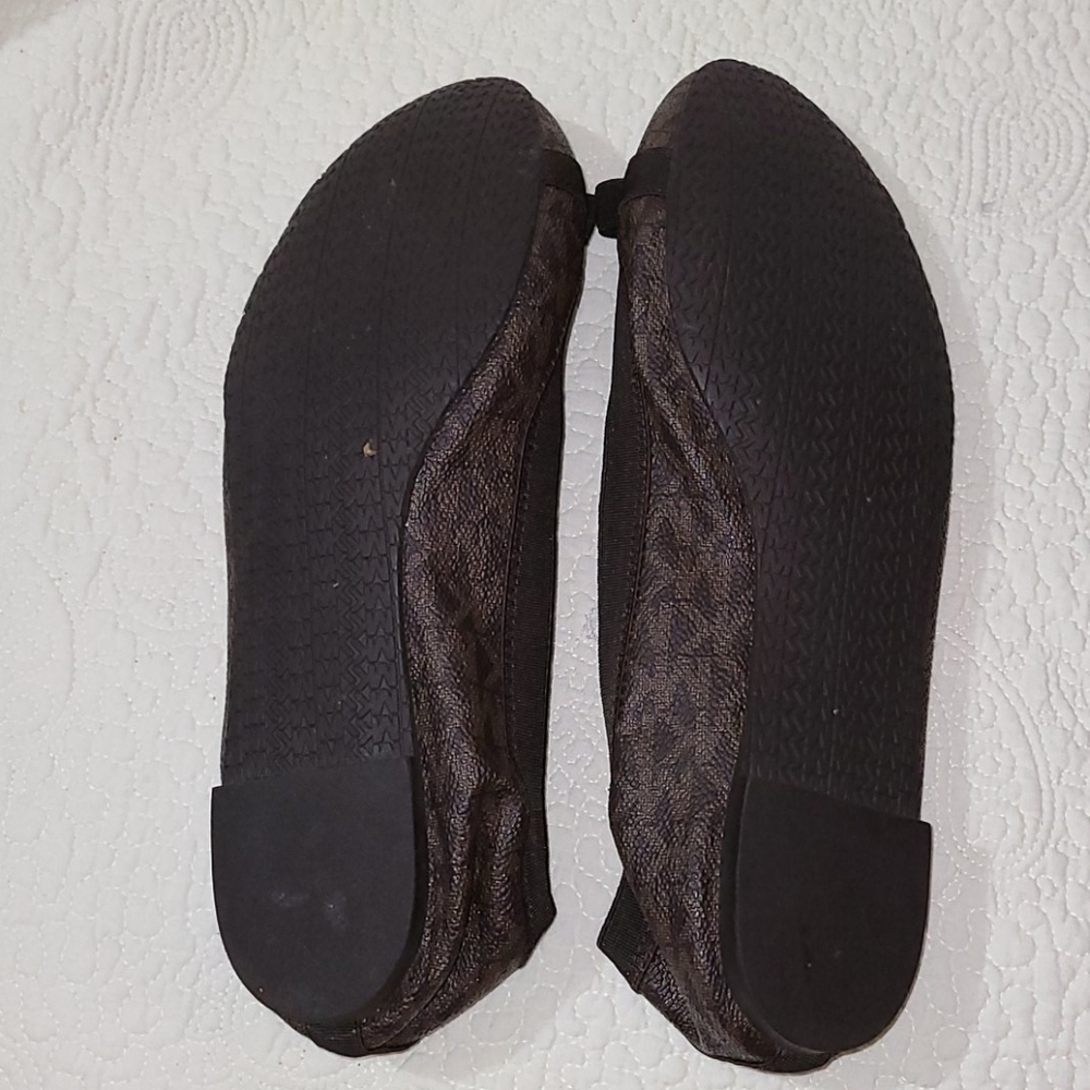 Brown MK flats small fold logo pattern with bow - Picture 6 of 11